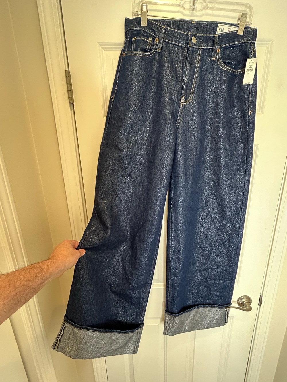 GAP Dark Indigo Baggy Mid Rise Wide-Leg Jeans Size 27 / 4T NWT $99 - Picture 4 of 11